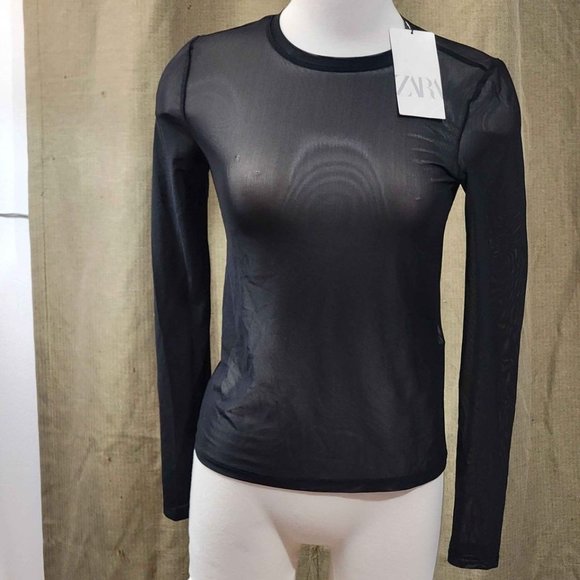 Zara Tops - Brand New ZARA sheer long sleeve top